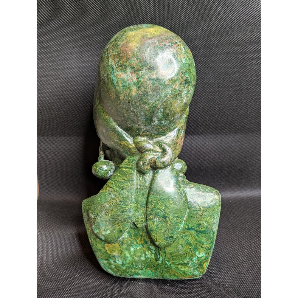 James Tandi Green Stone African Woman Carved Bust Signed Excellent Condition - Picture 3 of 10